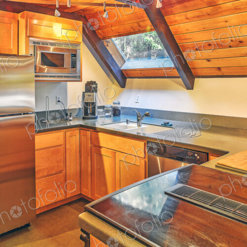 Countertops and refrigerator in rustic kitchen Countertops and refrigerator in rustic kitchen