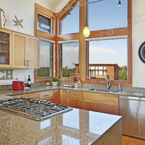 Countertops and windows in modern kitchen Countertops and windows in modern kitchen
