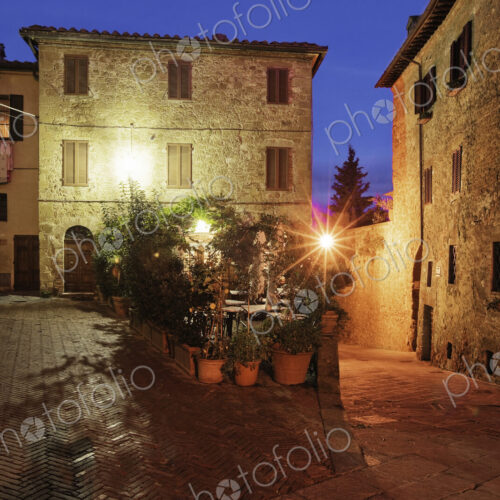 Courtyard in Pienza at Dusk