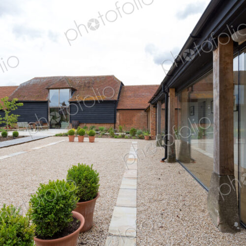 Courtyard of converted barn home Courtyard of converted barn home