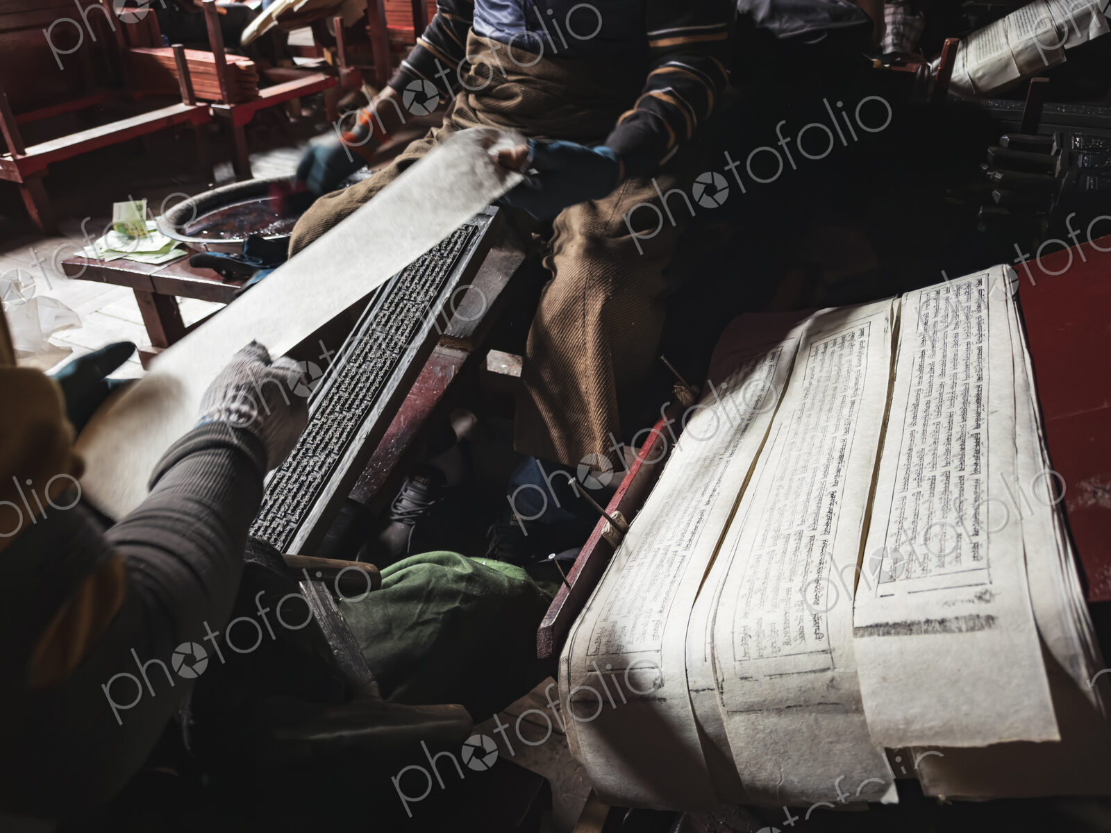 Craftsmen Printing Tibetan Scripts, Dege Printing Monastery, Dege, Sichuan Province,…