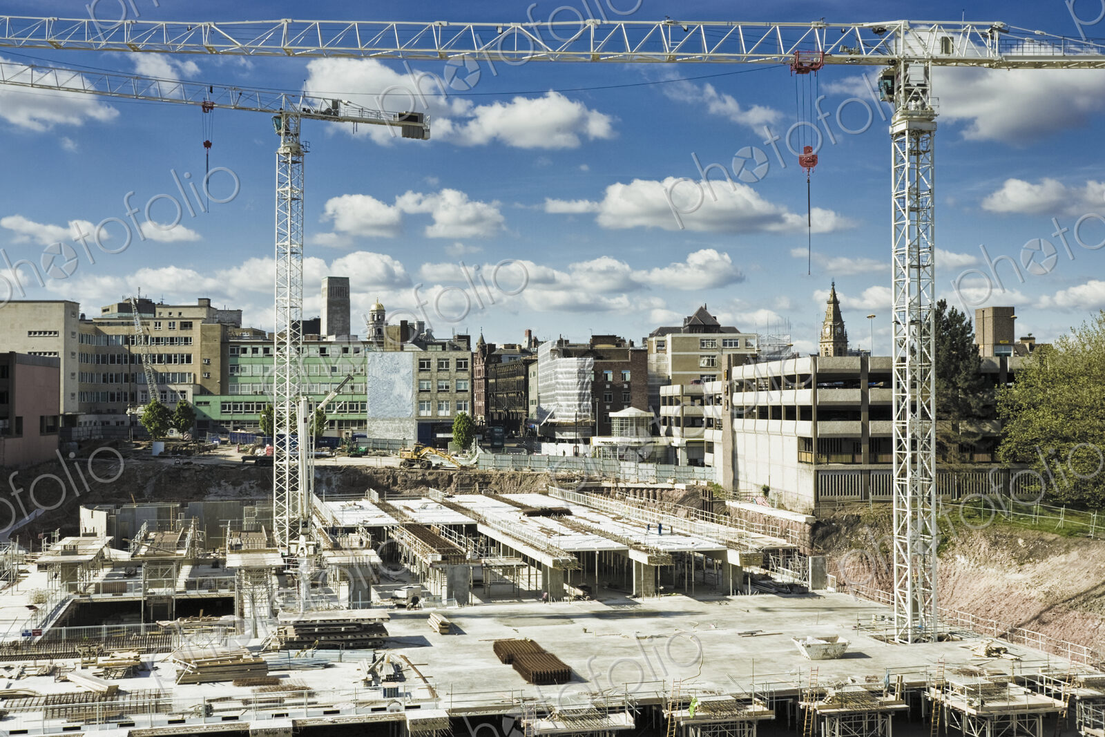 Cranes over construction site