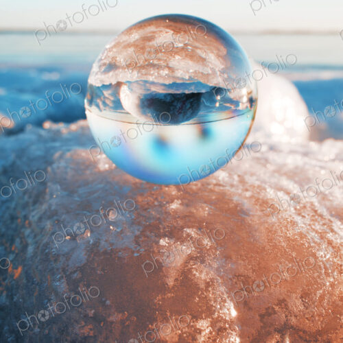 Crystal ball on glacier Crystal ball on glacier