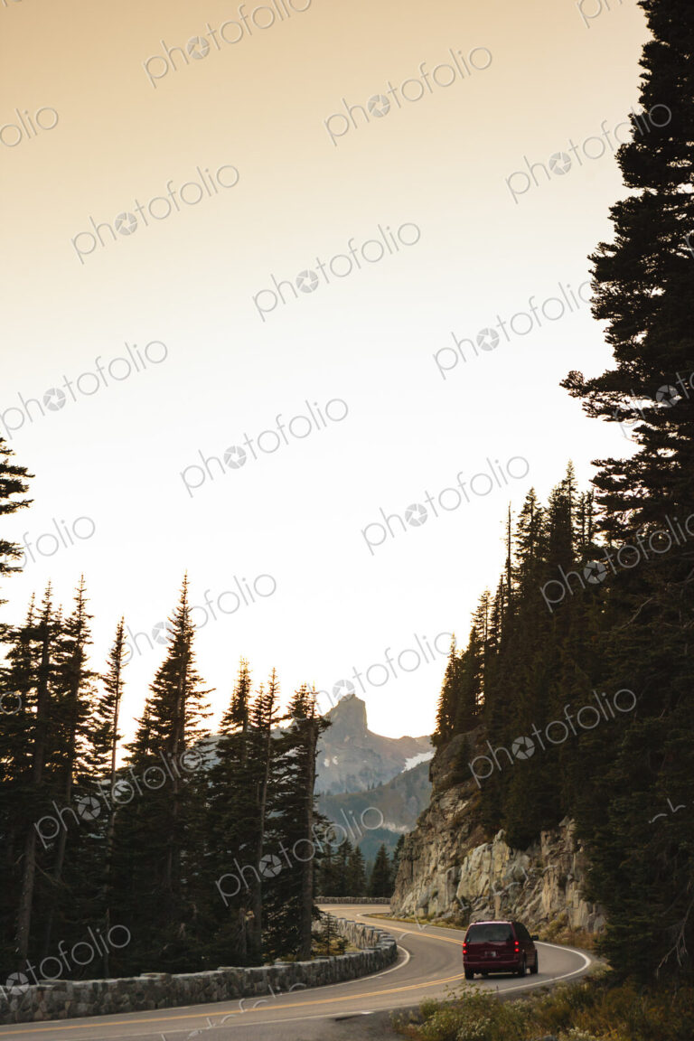 Curvy mountain highway, Cascade Mountains, WA USA