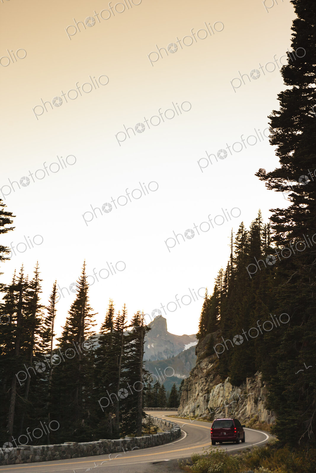 Curvy mountain highway, Cascade Mountains, WA USA