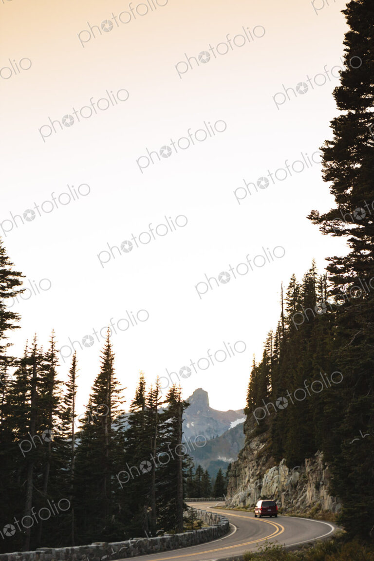Curvy mountain highway, Cascade Mountains, WA USA