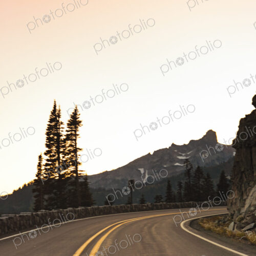 Curvy mountain highway, Cascade Mountains, WA USA