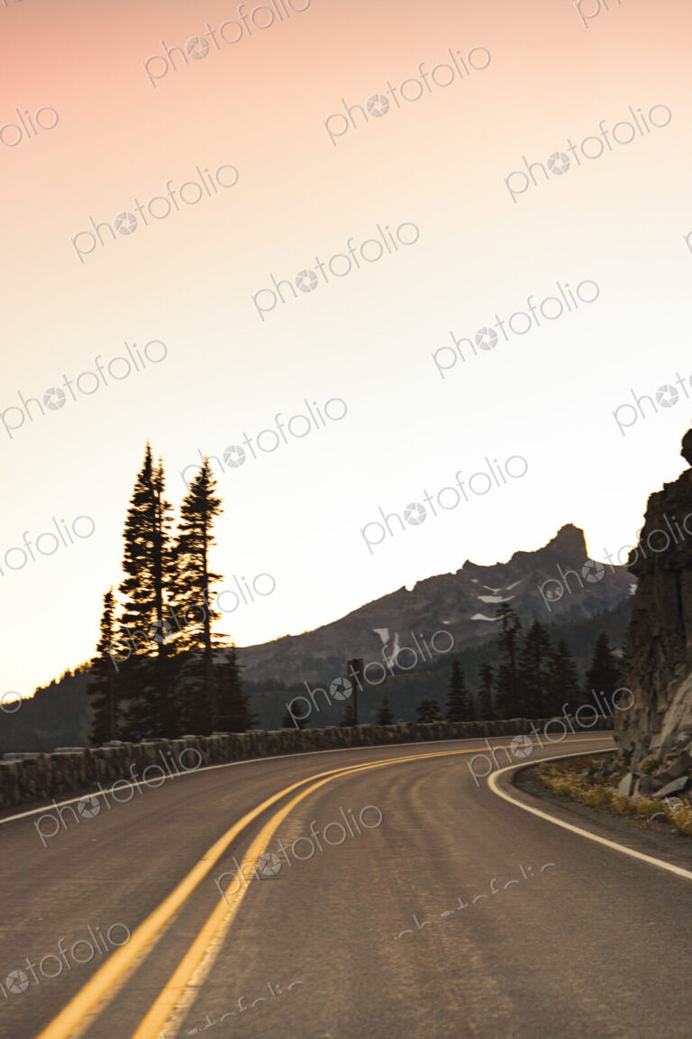 Curvy mountain highway, Cascade Mountains, WA USA