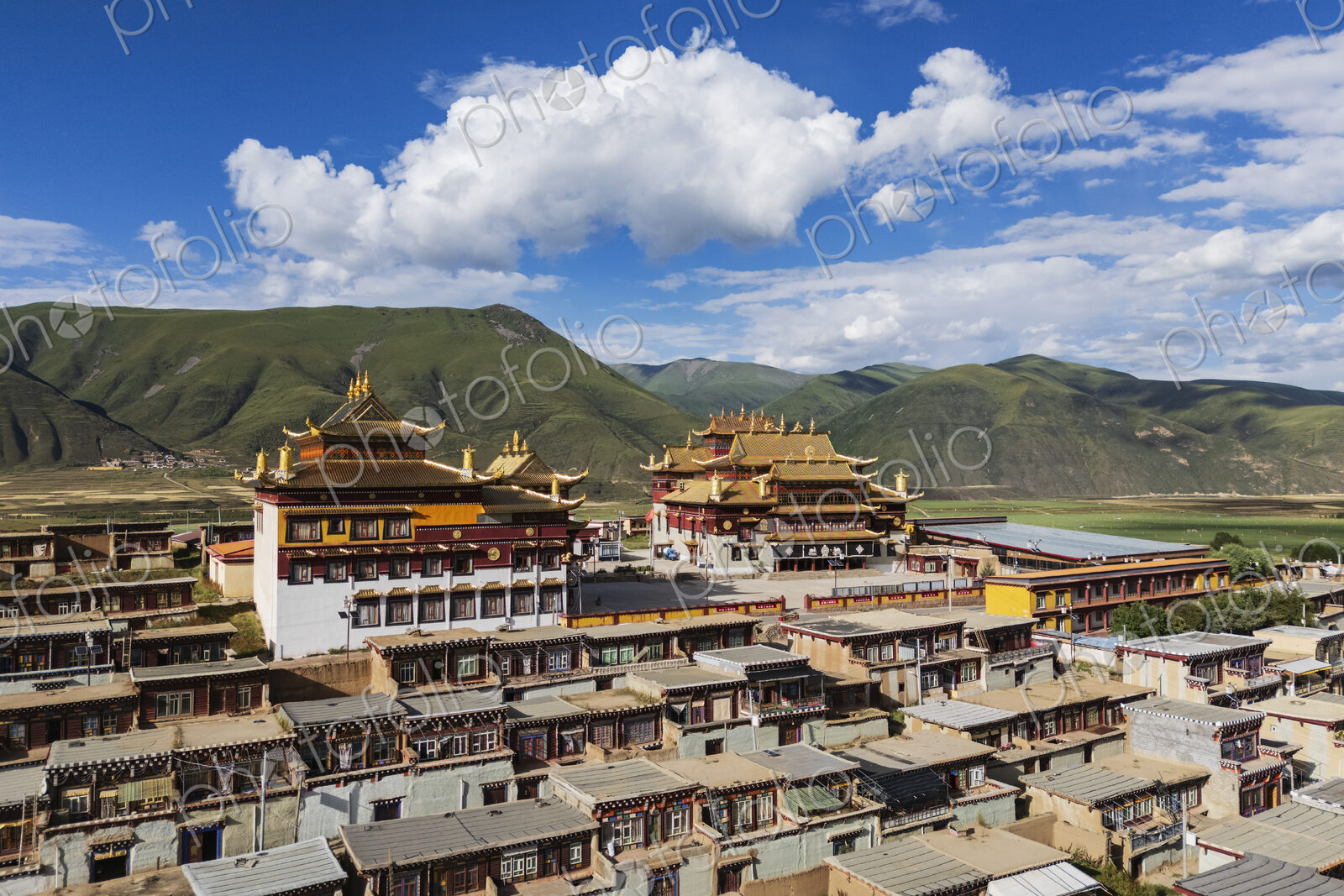 Dajin Temple and Monks Residences on a hillside in Kagongxiang, Sichuan Province, Kham…