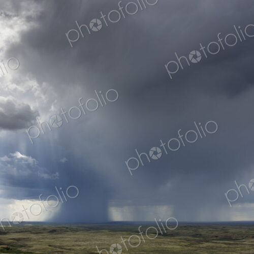 Dark storm clouds of over Grasslands National Park, Saskatchewan, Canada.