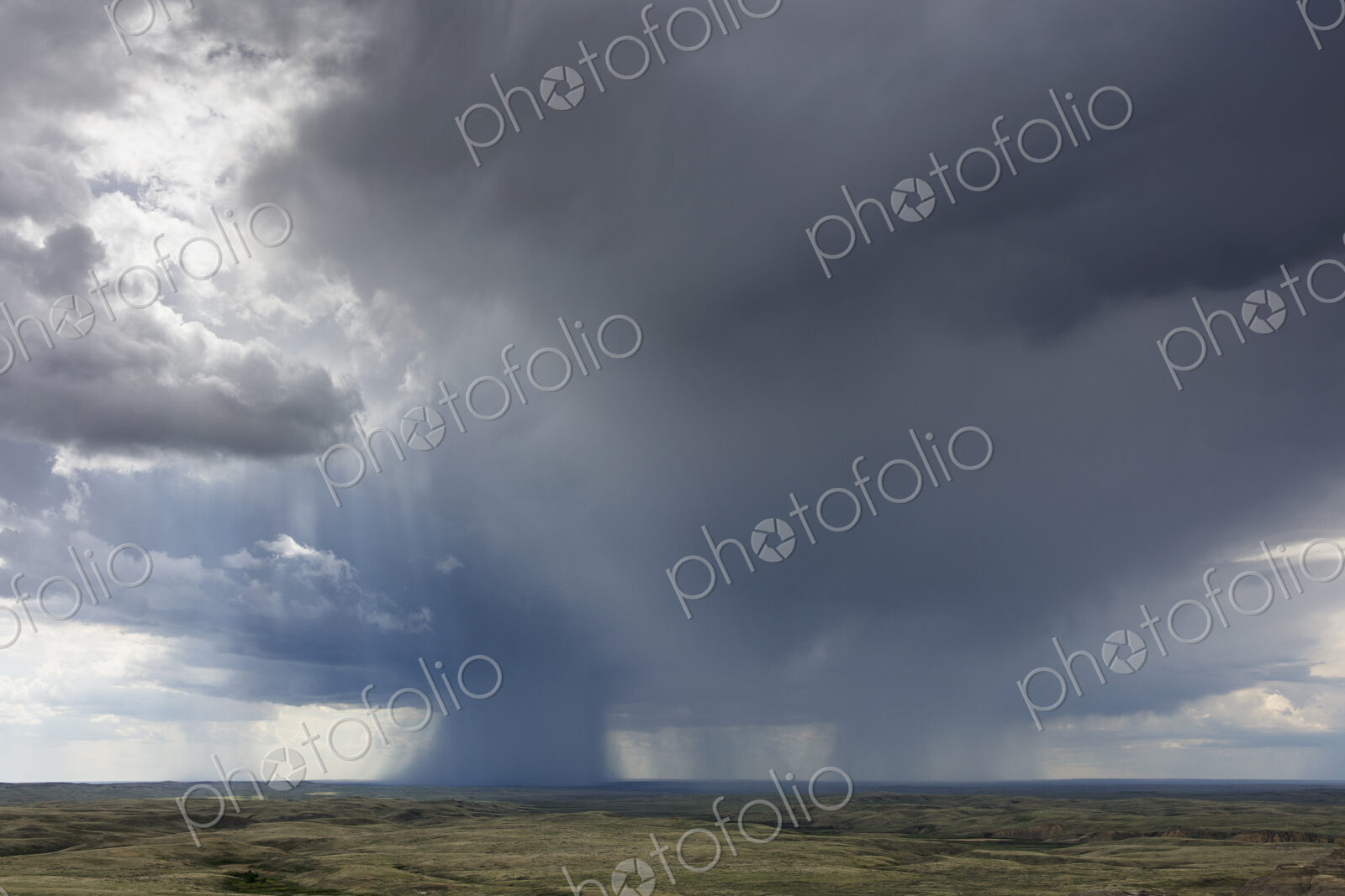 Dark storm clouds of over Grasslands National Park, Saskatchewan, Canada.