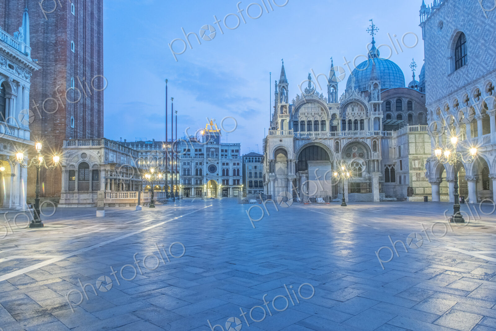 Dawn, Saint Mark’s Square, Basilica San Marco, Piazza San Marco, historic buildings,…