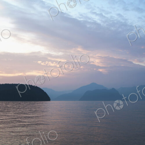 Dawn sky over peaceful Howe Sound, off West Vancouver.