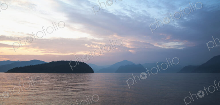 Dawn sky over peaceful Howe Sound, off West Vancouver.