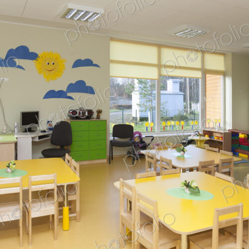 Day care nursery or pre-school kindergarten school, spacious interiors, classroom Day care nursery or pre-school kindergarten school, spacious interiors, classroom