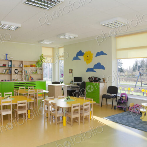 Day care nursery or pre-school kindergarten school, spacious interiors, classroom Day care nursery or pre-school kindergarten school, spacious interiors, classroom