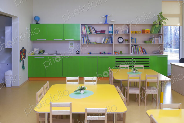 Day care nursery or pre-school kindergarten school, spacious interiors, classroom