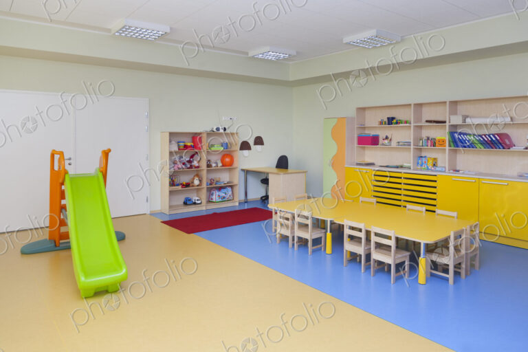Day care nursery or pre-school kindergarten school, spacious interiors, classroom