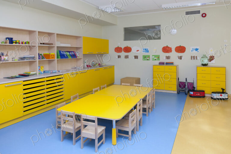 Day care nursery or pre-school kindergarten school, spacious interiors, classroom