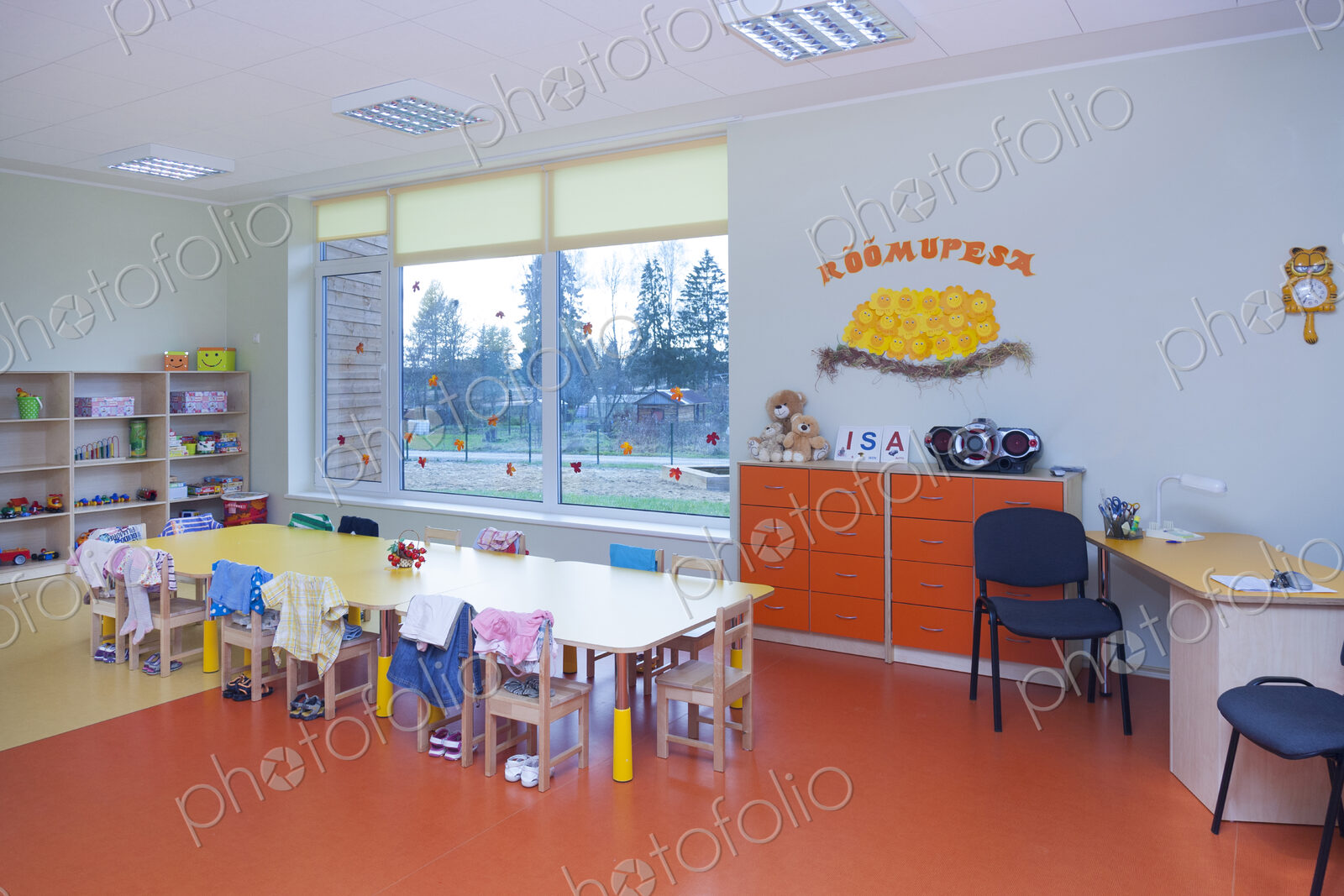 Day care nursery or pre-school kindergarten school, spacious interiors, classroom