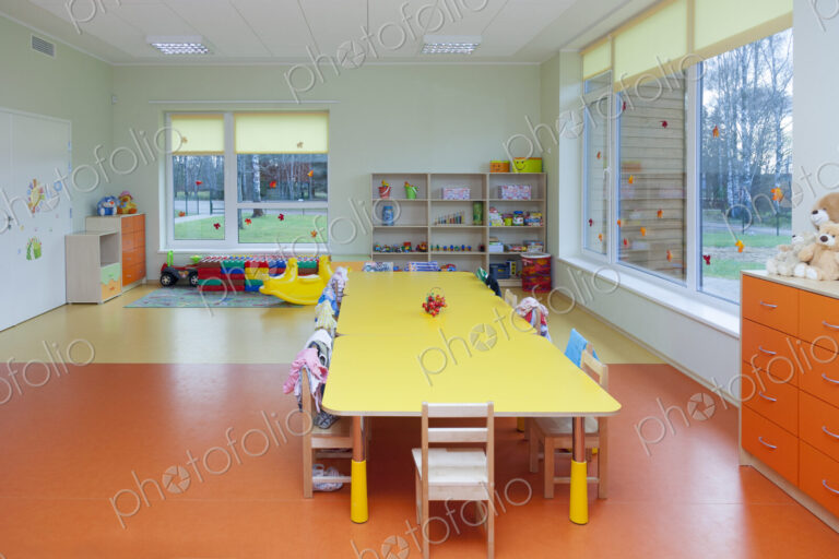 Day care nursery or pre-school kindergarten school, spacious interiors, classroom