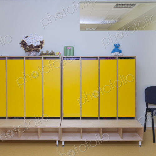 Day care nursery or pre-school kindergarten school, spacious interiors, lockers and…