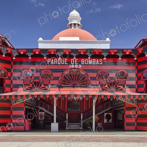 Daytime view of the iconic Parque de Bombas in Ponce, Puerto Rico. The vibrant red and… Daytime view of the iconic Parque de Bombas in Ponce, Puerto Rico. The vibrant red and…