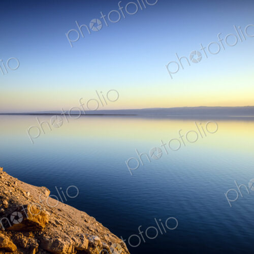 Dead Sea reflecting sunset sky, Al Karak, Jordan