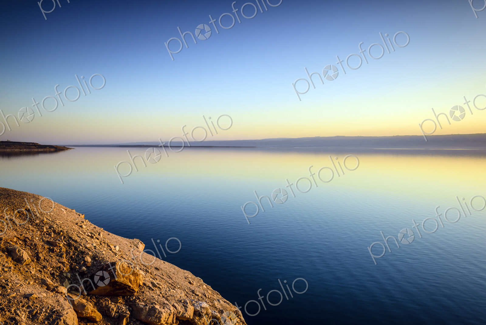 Dead Sea reflecting sunset sky, Al Karak, Jordan
