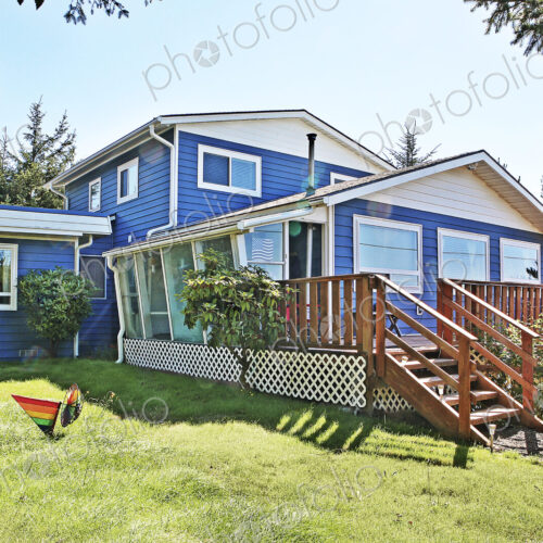Deck and backyard of modern house Deck and backyard of modern house