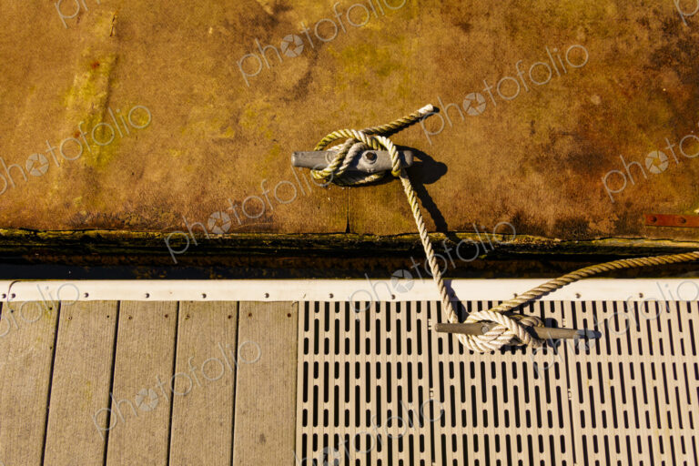 Deck cleat on dock, Hood Canal, WA, USA