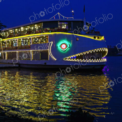 Decorated Boat at Night