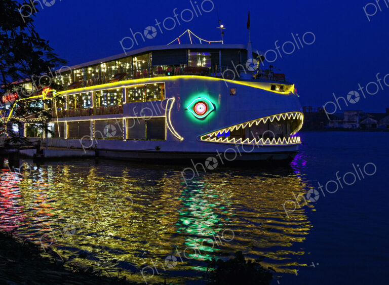 Decorated Boat at Night