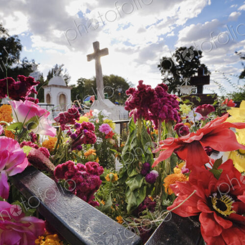 Decorated Graves During Day of the Dead