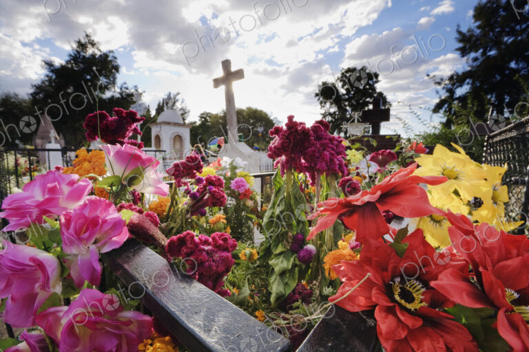 Decorated Graves During Day of the Dead