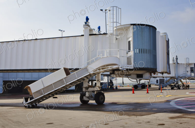 Departure airbridges, passenger boarding tunnels at an airport.