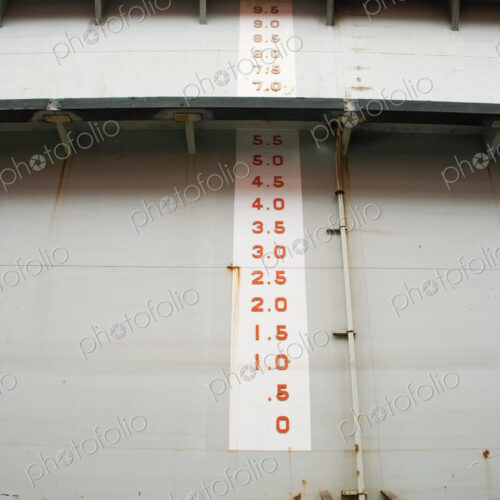 Depth gauge on wall. Depth gauge on wall.