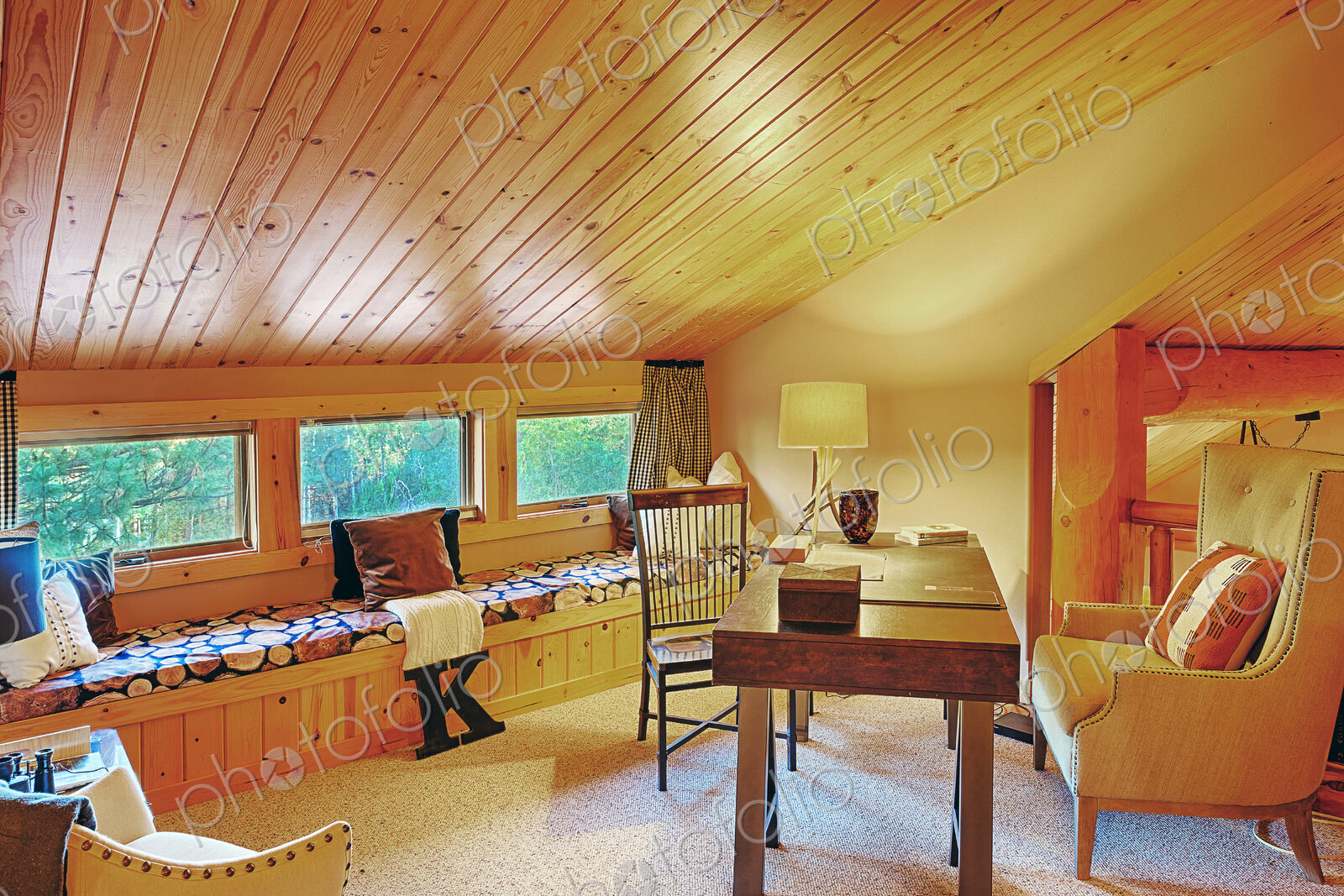Desk and chairs in rustic office