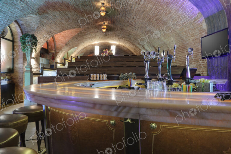Detail of bar area in a restaurant.