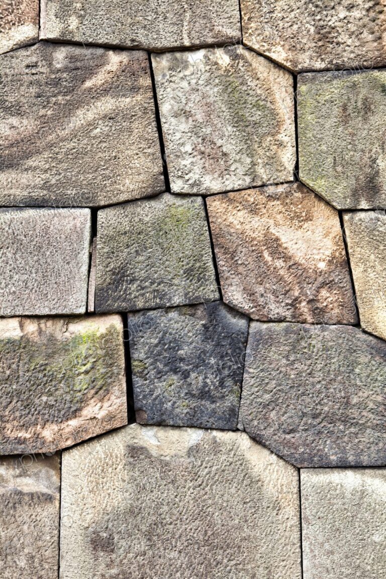 Details of the carved stone wall surrounding the Imperial Palace, Tokyo, Japan