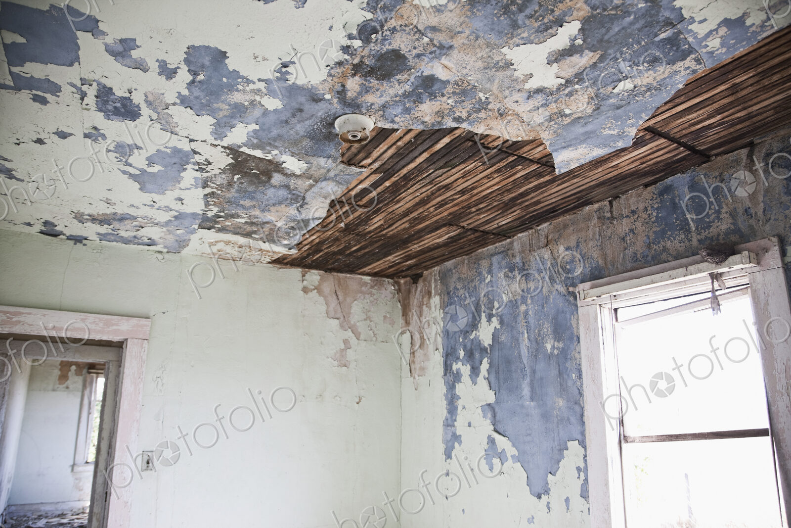 Dilapidated walls and ceilings