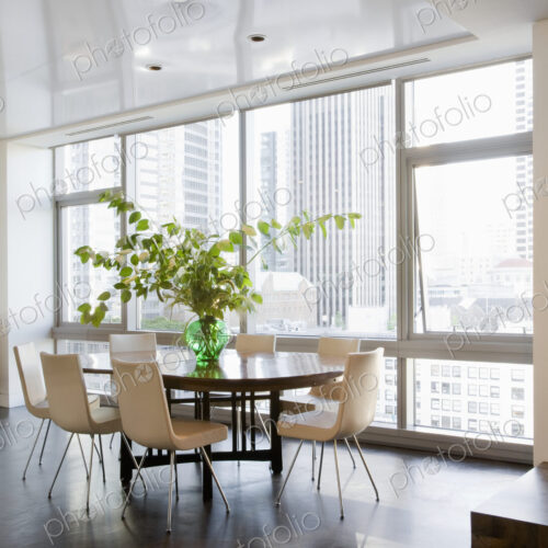 Dining room in luxury highrise apartment Dining room in luxury highrise apartment