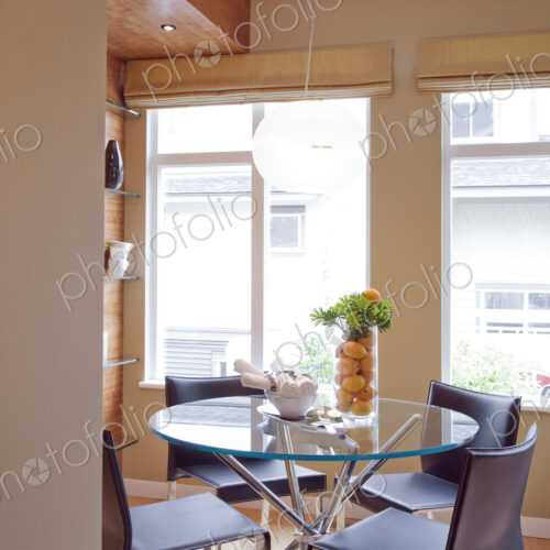 Dining room in urban apartment.