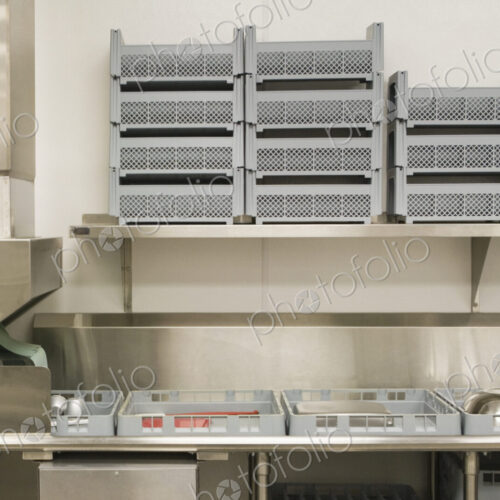 Dish Washing Area in a Commercial Kitchen Dish Washing Area in a Commercial Kitchen