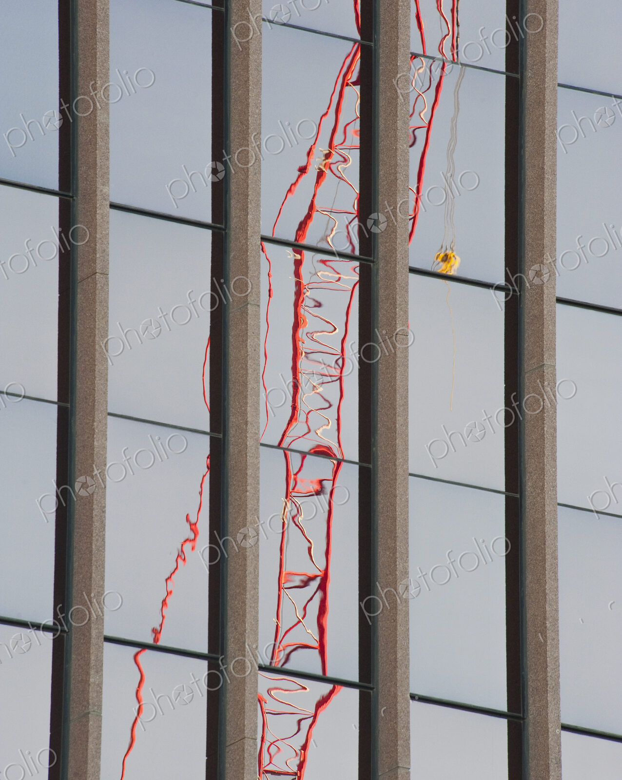 Distorted Reflection of a Tower Crane