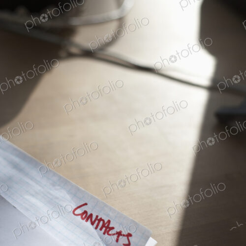 Documents on desk. Documents on desk.