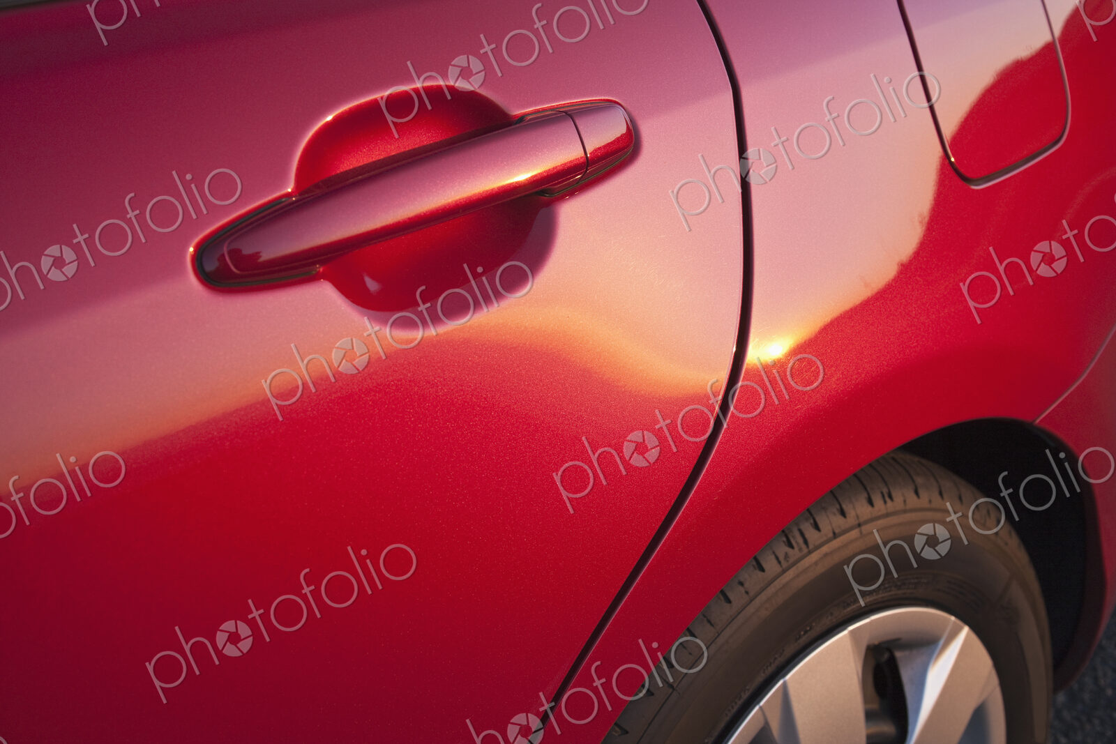 Door Handle of a Red Car
