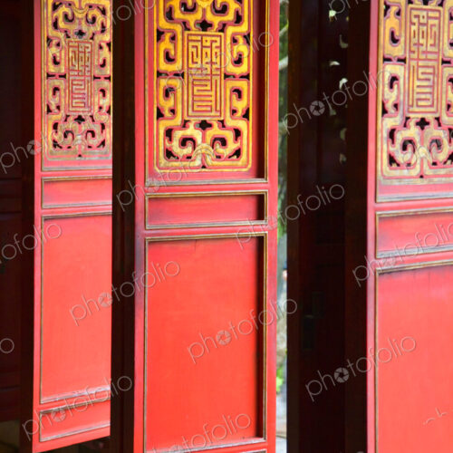 Doors at Ngoc Son Temple, Hanoi, Vietnam
