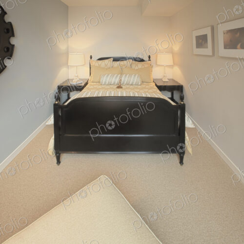 Double Bed and Night Stands With Lamps