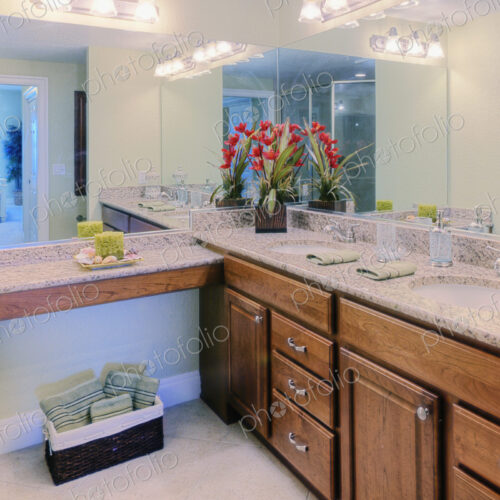 Double sinks in master bathroom